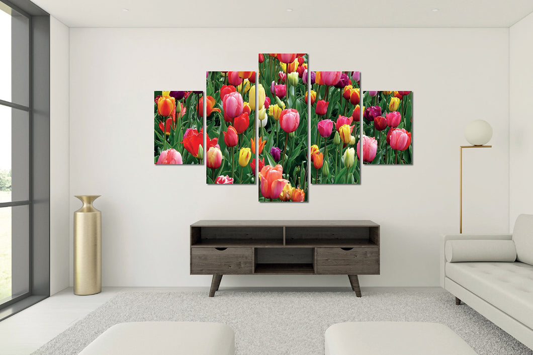 Art painting on canvas - Flowers 4 - Five-part