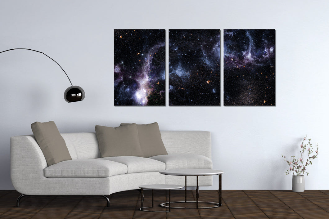 Art painting on canvas - Space 13 - Three-part
